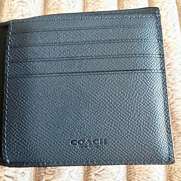 Coach Men's Compact ID Wallet in Dark Denim. - Picture 7 of 15